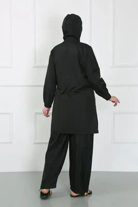 Akbeniz Katta Katta Hijob Cho'milish Kiyimi Qora 44025 - 4