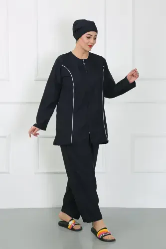 Akbeniz Katta Razmerli Hijab Katta Cho'milish Kiyimi To'q ko'k 44010 - 2