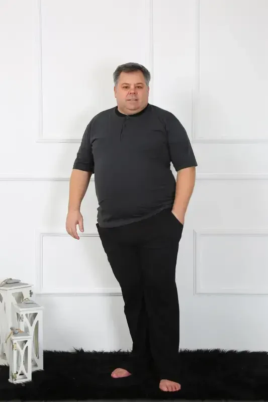 Akbeniz Katta Ur Erkaklar Antratsit Penye Pijama To'plami 65010 - 1