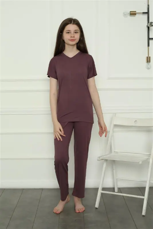 Akbeniz Kız Çocuk Penye Pijama Takım 20399 - 1