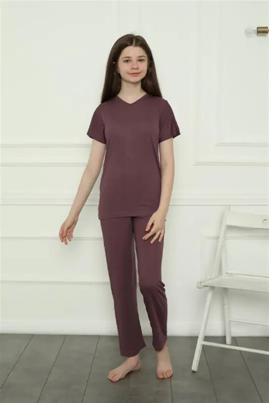 Akbeniz Kız Çocuk Penye Pijama Takım 20399 - 2