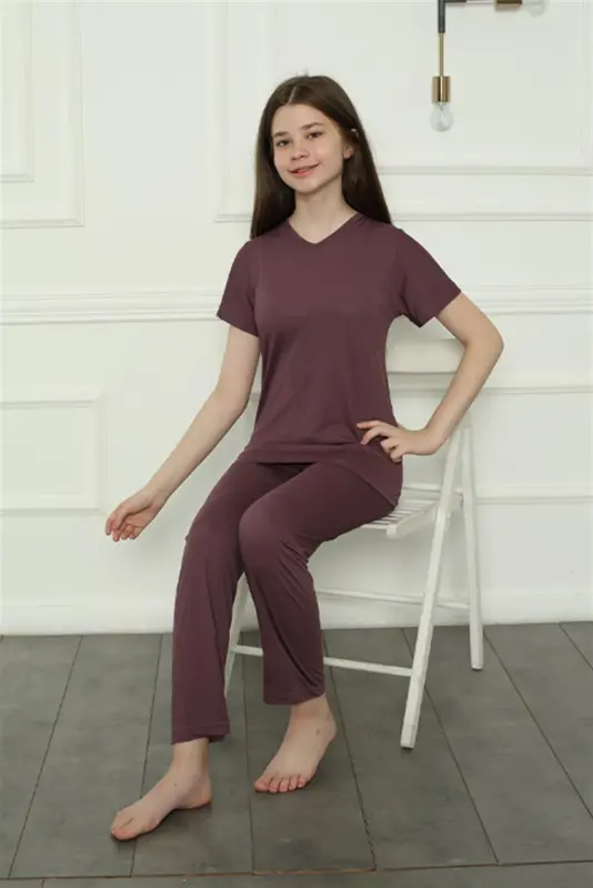 Akbeniz Kız Çocuk Penye Pijama Takım 20399 - 3