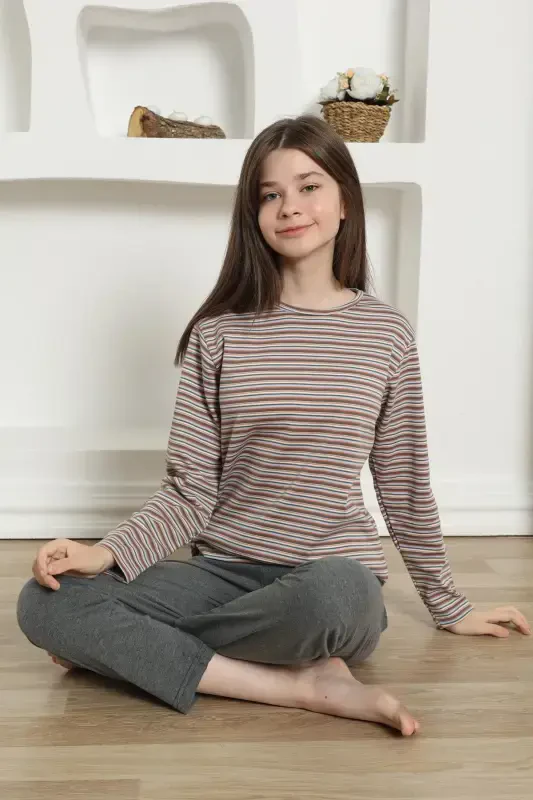 Akbeniz Kız Çocuk Penye Pijama Takım 20424 - 5