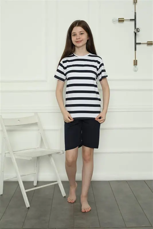 Akbeniz Kız Çocuk Penye Şortlu Pijama Takım 20406 - 2