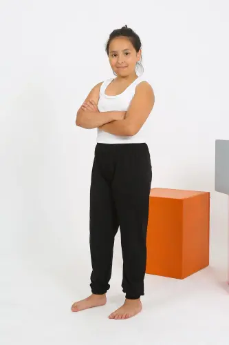 Akbeniz Kız Çocuk Sıfır Kol Beyaz Penye Pijama Takım 20433 - 3