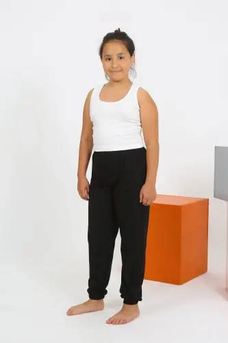 Akbeniz Kız Çocuk Sıfır Kol Beyaz Penye Pijama Takım 20433 - 5