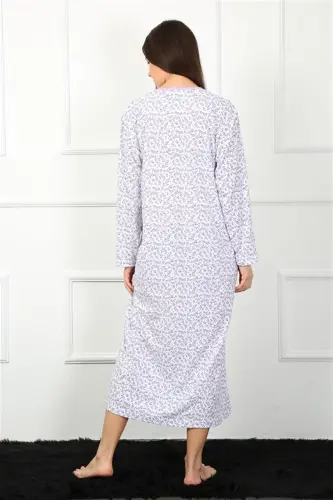 Akbeniz Long Sleeve Purple Mother Nightgown 1360 - 4
