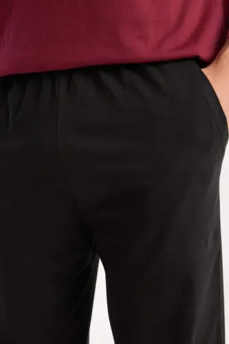 Akbeniz Men's Burgundy Buttoned Collar Short Sleeve Pajama Set - 6