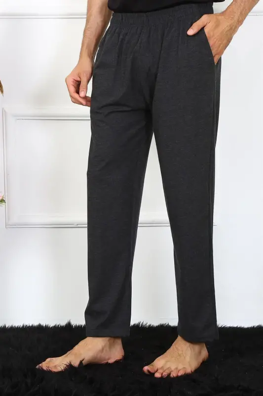 Akbeniz Men's Cotton Anthracite Single Bottom Pajamas 27495 - 3