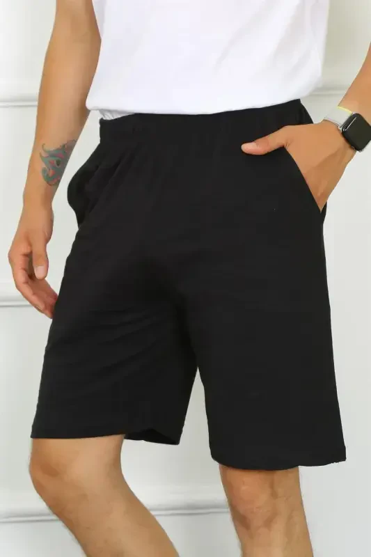 Akbeniz Men's Cotton Black Shorts 27484 - 1