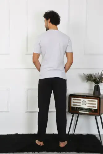 Akbeniz Men's Cotton Combed Couple Pajamas Set Gray 50126 Single Set Price - 5