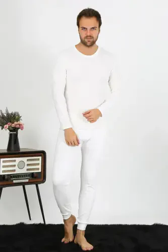 Akbeniz Men's Cotton Ecru Thermal Underwear Set 19103 - AKBENIZ (1)
