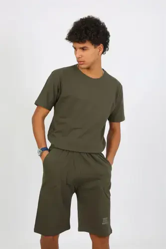 Akbeniz Men's Cotton Lacoste Capri Pajama Set Khaki 6872 - AKBENIZ (1)