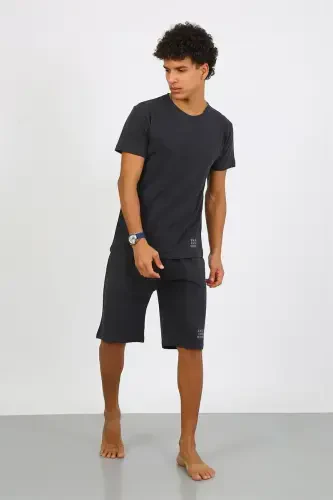 Akbeniz Men's Cotton Lacoste Capri Pajama Set Smoked 6872 - Modazone (1)