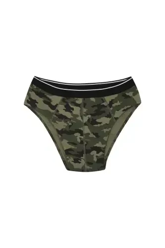 Akbeniz Men's Cotton Patterned Lycra Brief Khaki 40131 - 2