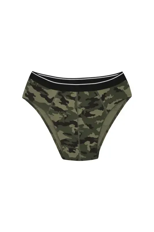 Akbeniz Men's Cotton Patterned Lycra Brief Khaki 40131 - 2