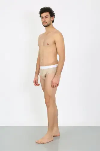 Akbeniz Men's Cotton Patterned Lycra Slip Cream 40131 - 3