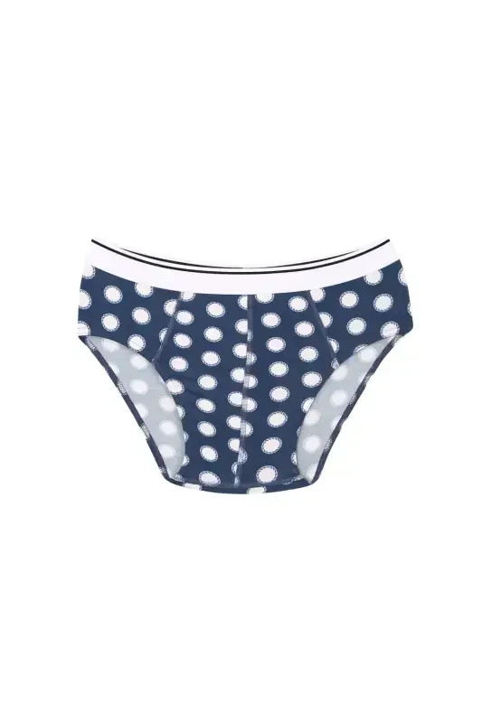 Akbeniz Men's Cotton Patterned Lycra Slip Navy 40131 - 2