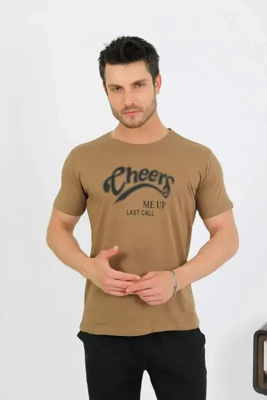 Akbeniz Men's Cotton Short Sleeve Pajama Set Mink 6875 - 5