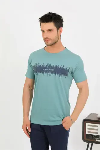 Akbeniz Men's Cotton Short-Sleeve Pajama Set Sea Green 6875 - AKBENIZ (1)