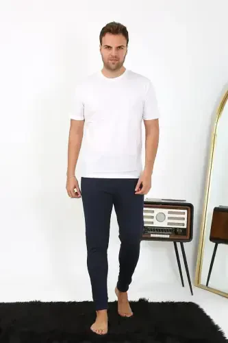 Akbeniz Men's Cotton Single Bottom Pajamas Navy Blue 27551 - 5