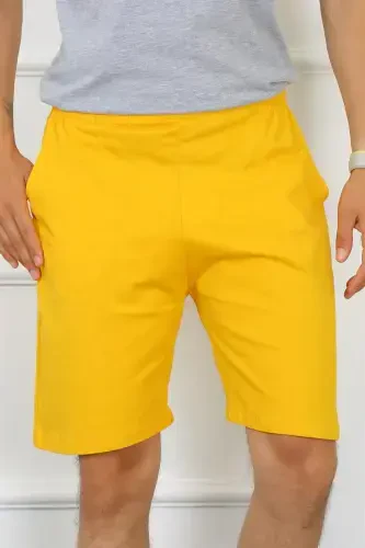 Akbeniz Men's Cotton Yellow Shorts 27484 