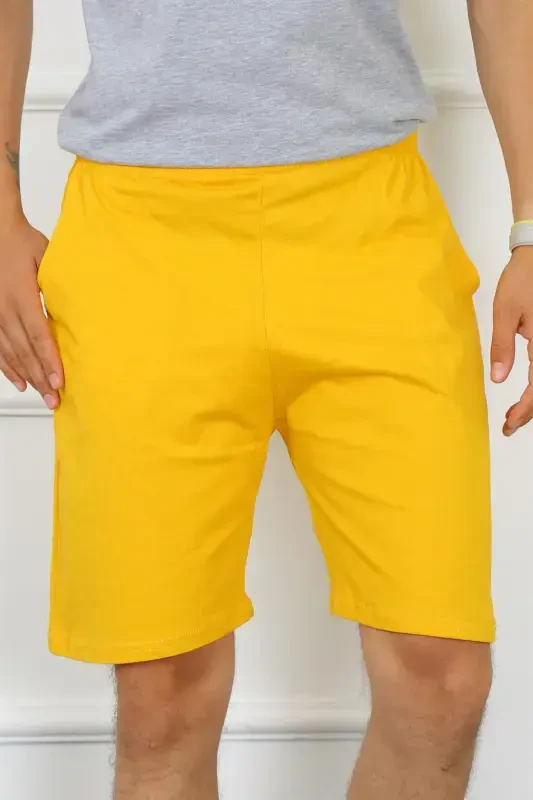 Akbeniz Men's Cotton Yellow Shorts 27484 - AKBENIZ