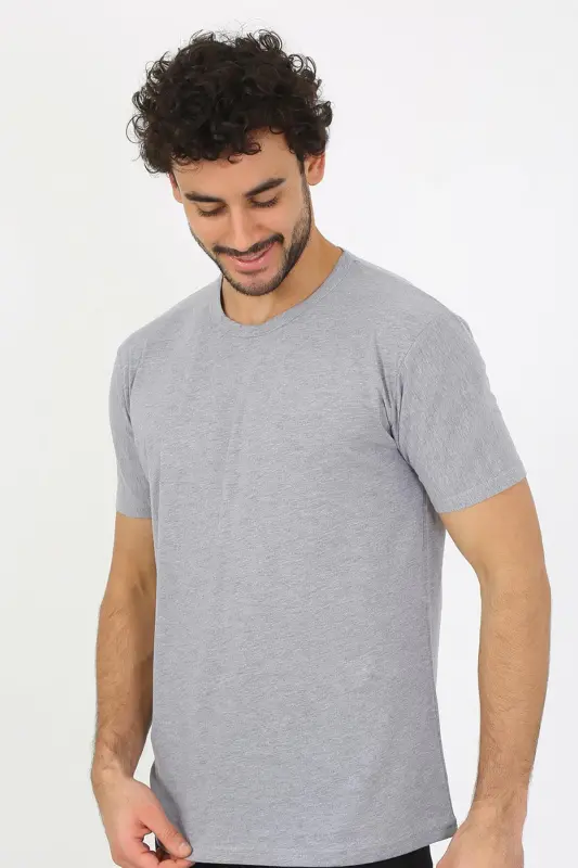 Akbeniz Men's Crew Neck Gray Knitted Undershirt 6567 - 6