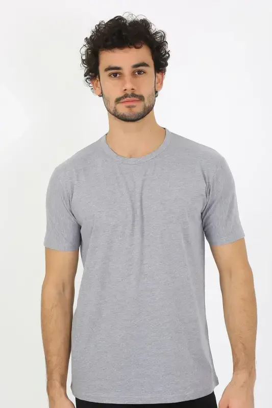 Akbeniz Men's Crew Neck Gray Knitted Undershirt 6567 - 1