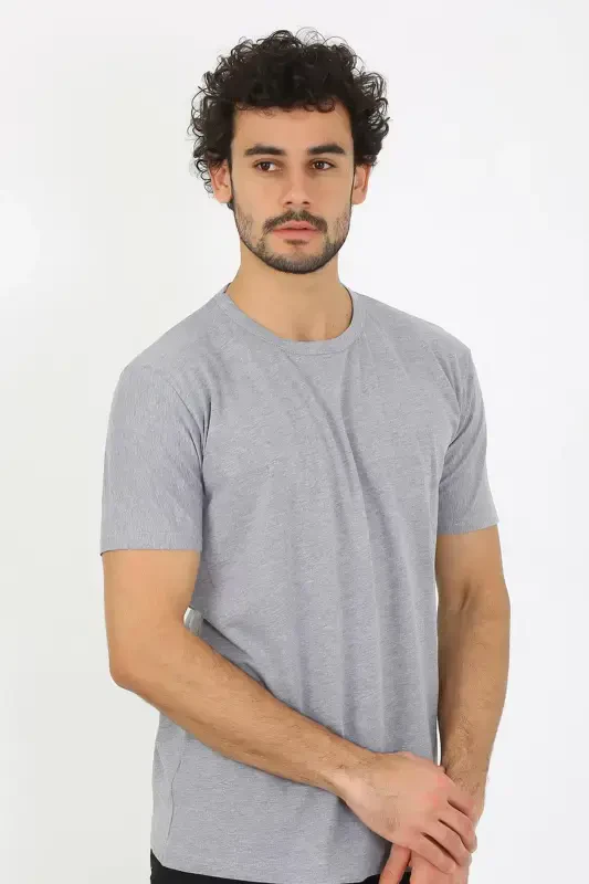 Akbeniz Men's Crew Neck Gray Knitted Undershirt 6567 - 3
