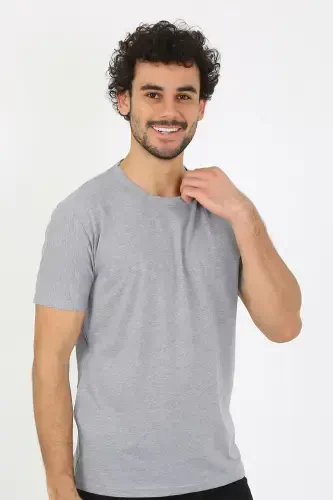 Akbeniz Men's Crew Neck Gray Knitted Undershirt 6567 - 5