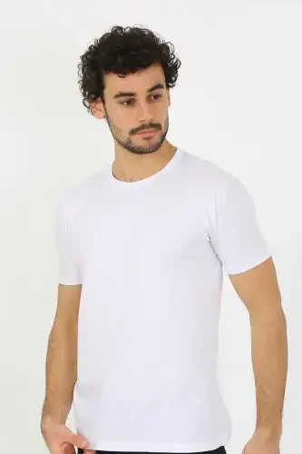 Akbeniz Men's Crew Neck White Cotton Undershirt 6567 - 6