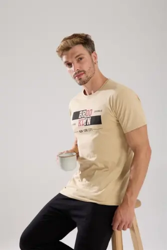 Akbeniz Men's Fair Skin Tone Short Sleeve Pajama Set - 10