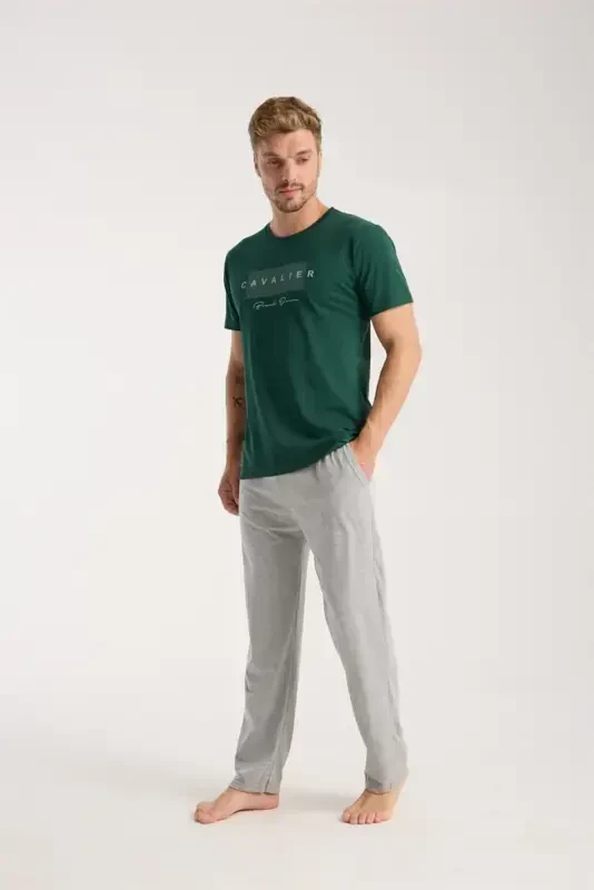 Akbeniz Men's Green Short Sleeve Pajama Set - 1