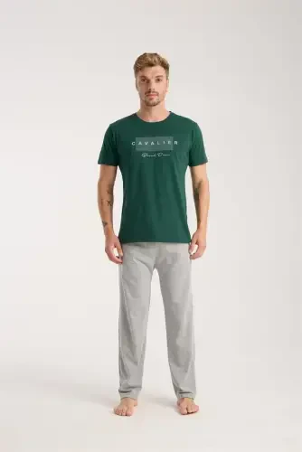Akbeniz Men's Green Short Sleeve Pajama Set - AKBENIZ (1)