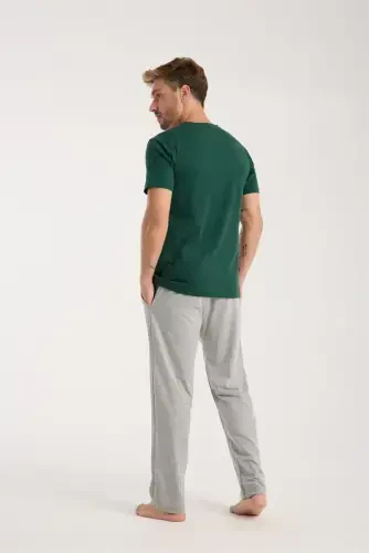 Akbeniz Men's Green Short Sleeve Pajama Set - 5