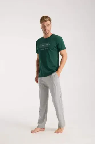 Akbeniz Men's Green Short Sleeve Pajama Set - 1