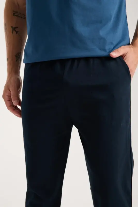 Akbeniz Men's Indigo Buttoned Collar Short Sleeve Pajama Set - 5
