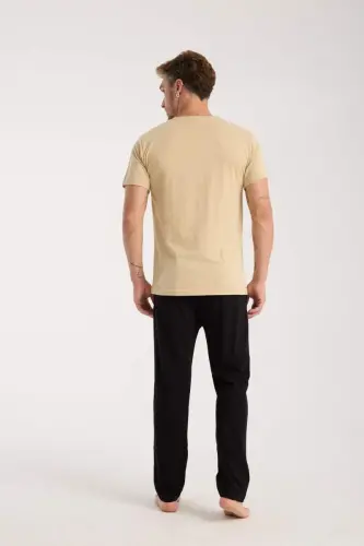 Akbeniz Men's Light Skin Tone Short Sleeve Pajama Set - 4
