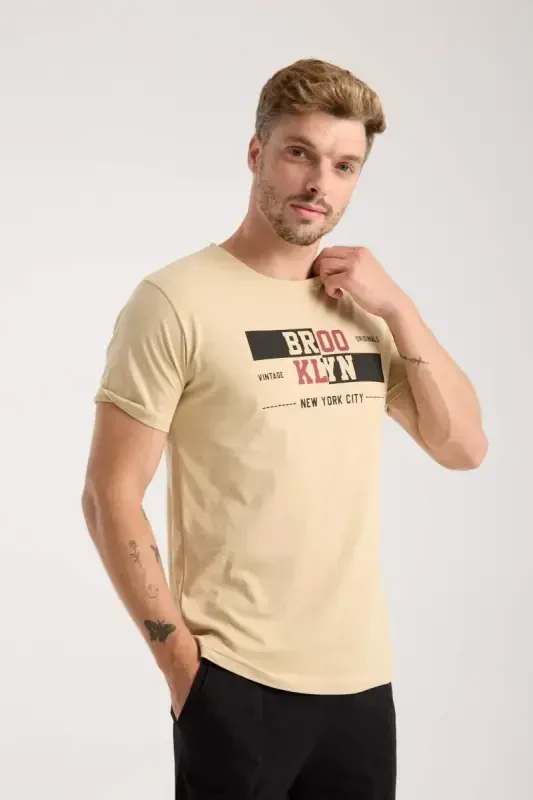 Akbeniz Men's Light Skin Tone Short Sleeve Pajama Set - BÜYÜKBEDENIZ