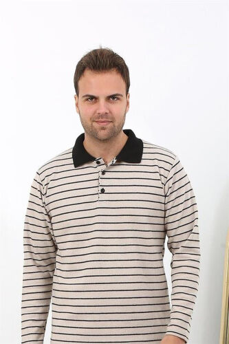 Akbeniz Men's Long Sleeve Cotton Single Top Pajama T-Shirt 6871 Cream - AKBENIZ