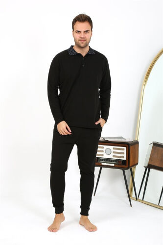 Akbeniz Men's Long Sleeve Cotton Single Top Pajamas T-shirt 6871 Black - Akbeniz (1)