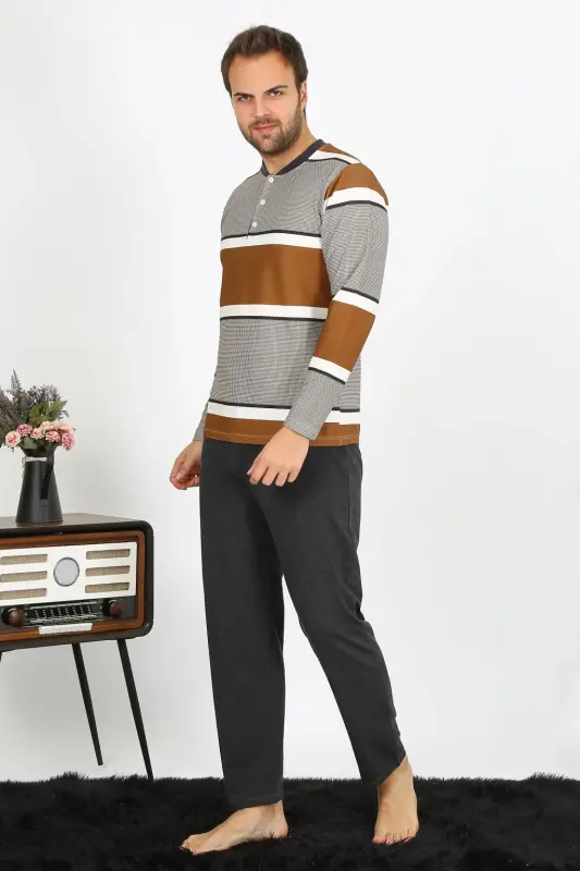 Akbeniz Men's Long Sleeve Knitted Pajama Set 6845 - AKBENIZ