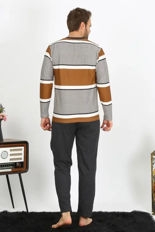 Akbeniz Men's Long Sleeve Knitted Pajama Set 6845 - 3
