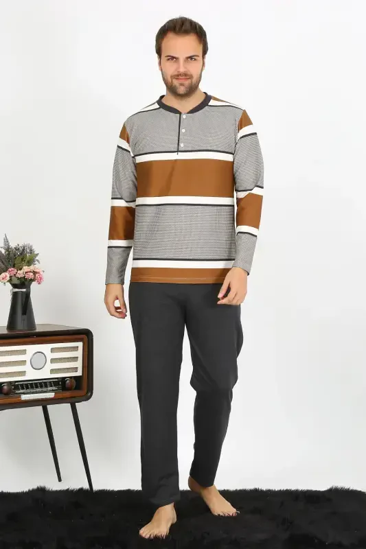 Akbeniz Men's Long Sleeve Knitted Pajama Set 6845 - 2