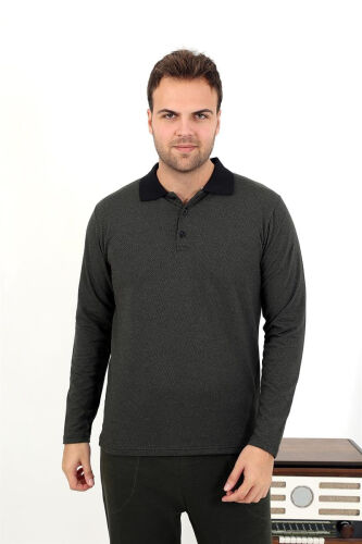 Akbeniz Men's Long Sleeve Knitted Single Top Pajama T-Shirt 6871 Khaki - AKBENIZ (1)