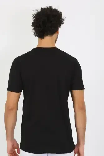 Akbeniz Men's Open Collar Black Knitted Undershirt 6565 