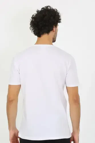 Akbeniz Men's Open Collar White Knitted Undershirt 6565 - 3