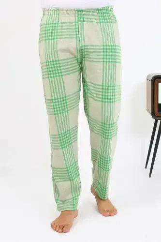 Akbeniz Men's Plaid Patterned Knitted Bottom Pajama 27540 Green - 4