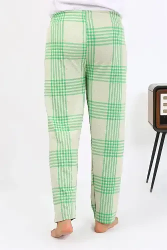 Akbeniz Men's Plaid Patterned Knitted Bottom Pajama 27540 Green - 7